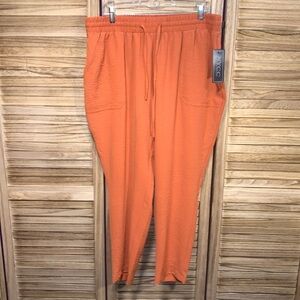 NYCC Orange New With Tags Draw String Stretch Pants Slacks Plus Size 1X